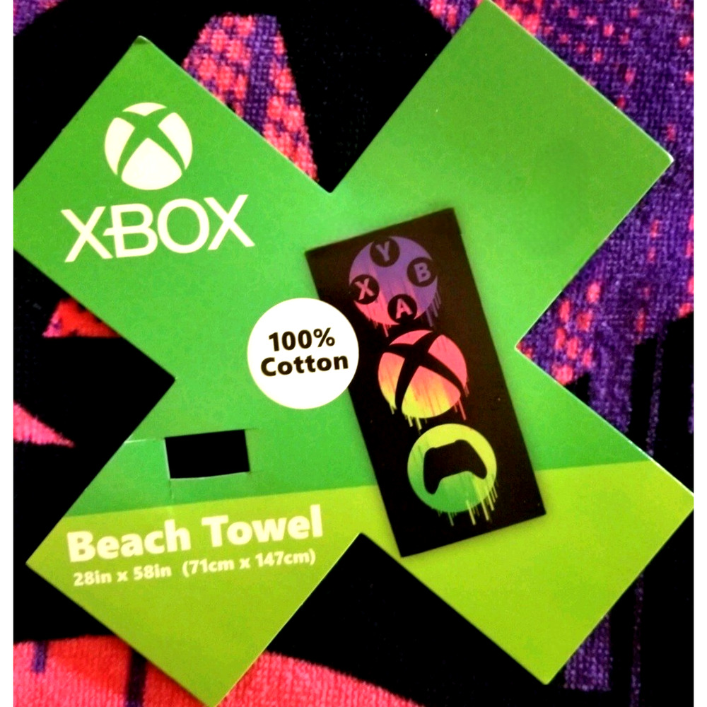 Xbox Official Gamers Beach Pool Bath Towel 28" x 58" Swimming New - Picture 12 of 12